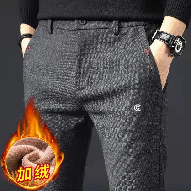 new high-quality golf men's new autumn and winter casual pants golf stretch thick plush pants business casual pants brand pants