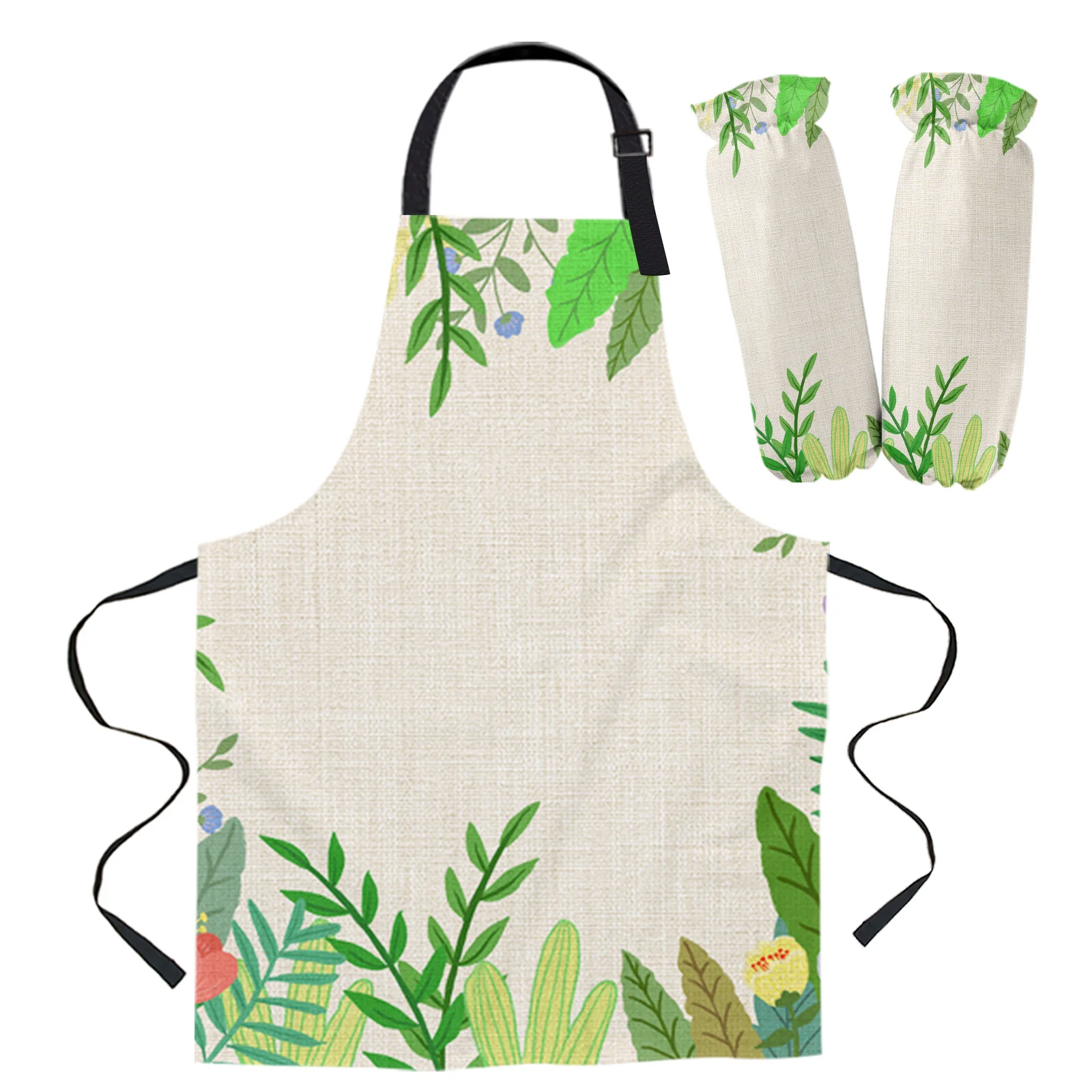 

Кухонный Фартук с тропическими растениями, цветами и листьями для женщин, искусственный кухонный инструмент для уборки дома, фартуки для му...