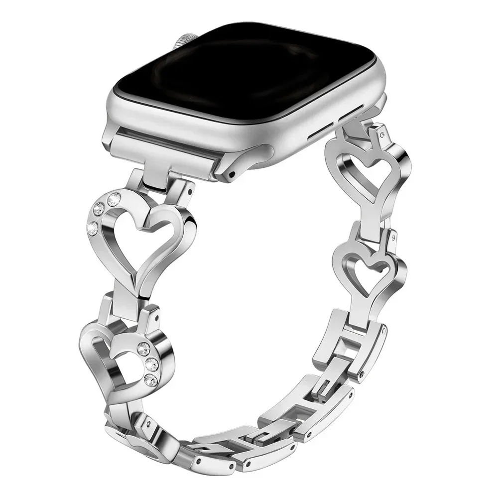 

Love Design Bracelet for Apple Watch Band 41mm 45mm 40mm 44mm Elegant Zinc Alloy Diamonds Strap for iWatch Series 9 8 7 6 5 4 3