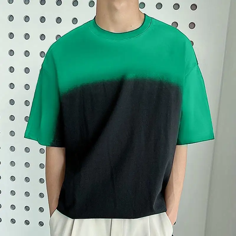 

Men T Shirt Tie Dye Gradient Summer O-neck Short Sleeve Loose Korean Style Men Clothing 2022 Fashion Casual Camisetas INCERUN