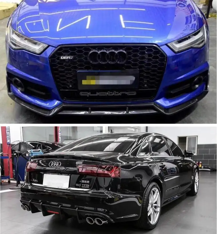 

Real Carbon Fiber Front Lip Bumper Side Body Skirt Wing Spoiler Rear Diffuser Cover For Audi A6 S6 Sline C7.5 RS6 2016 2017 2018