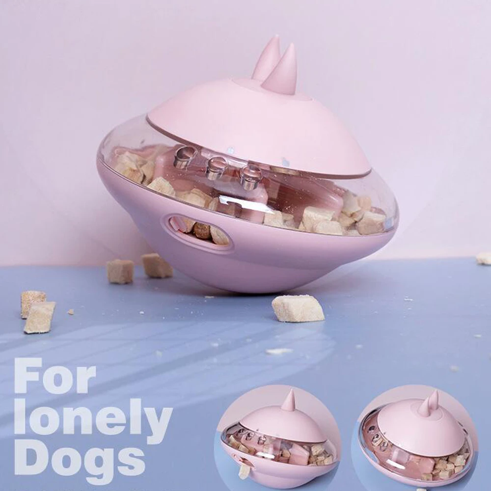 

Funny UFO Dog Feede Toy Pet Supplies Rubber Flying Saucer Tumbler Food Ball Toy Interactive Dog Food Container Toy