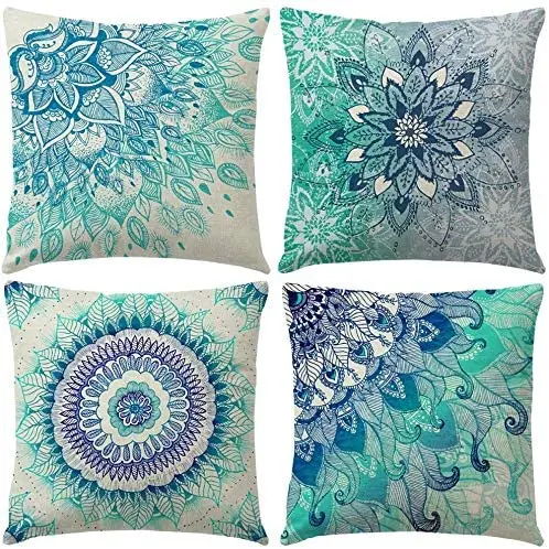 

Linen Pillowcase, Retro Style Mandala Cushion Cover, Suitable for Bed Family Car Sofa 45 X 45 Cm, You Can Customize Your Pattern