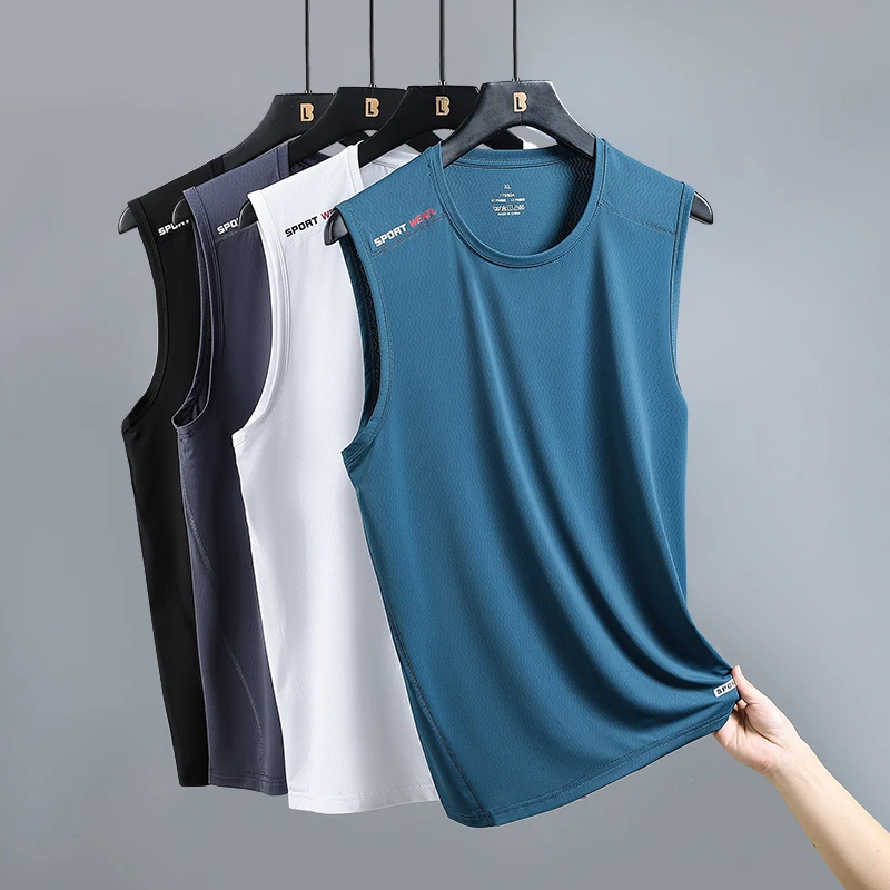 

Men's Comfortable Mesh Vest Male Ice Silk Quick-drying O-Neck Hollow Sleeveless Vest Wide Shoulder Waistcoat Fitness Slim Mesh