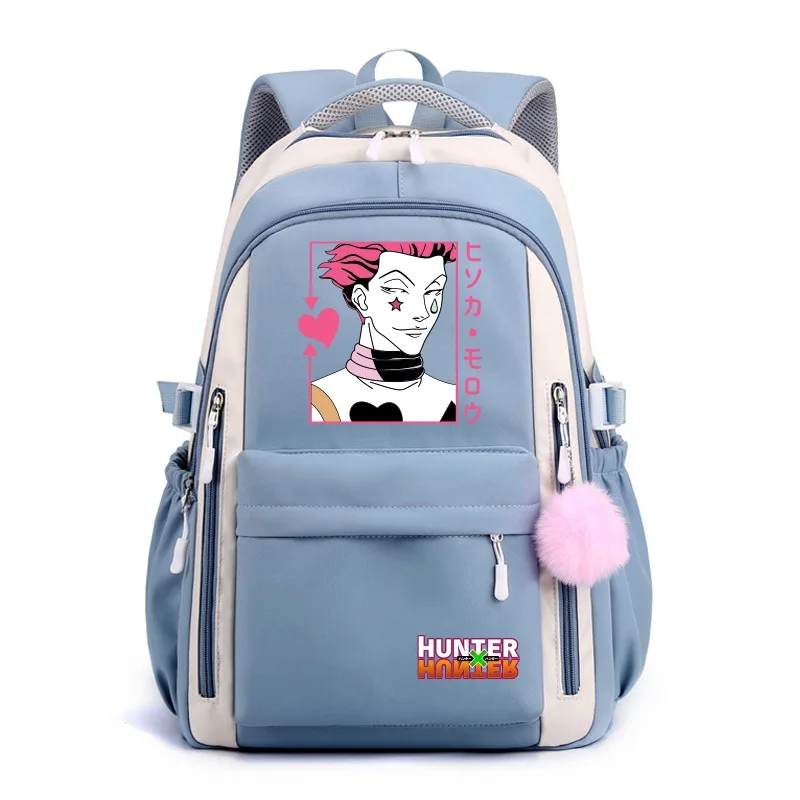 Охотник х рюкзак Дышащая сетка 30 × 42 23 см черная синяя фиолетовая розовая Hunter x