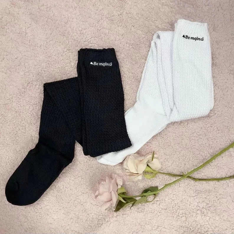 Japanese Style Love Leg Ring Sexy Socks Letter Black and White Embroidery Mid-Calf Length Loose Socks Fashion Socks for Girls