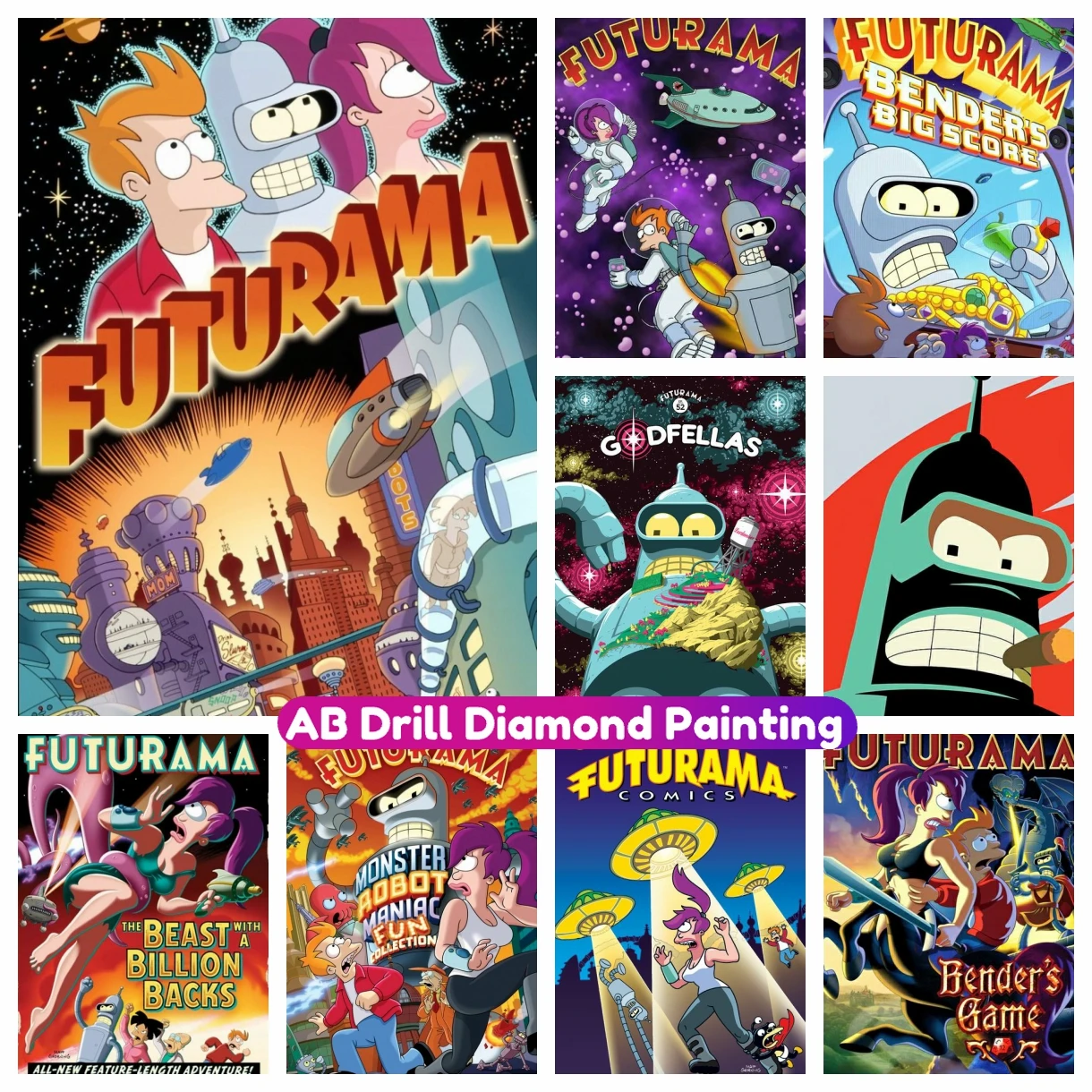 

Cartoon F-Futurama AB Diamond Painting You're Not Paid To Think Futurama Mosaic Embroidery 5D DIY Cross Stitch Kit Home Decor