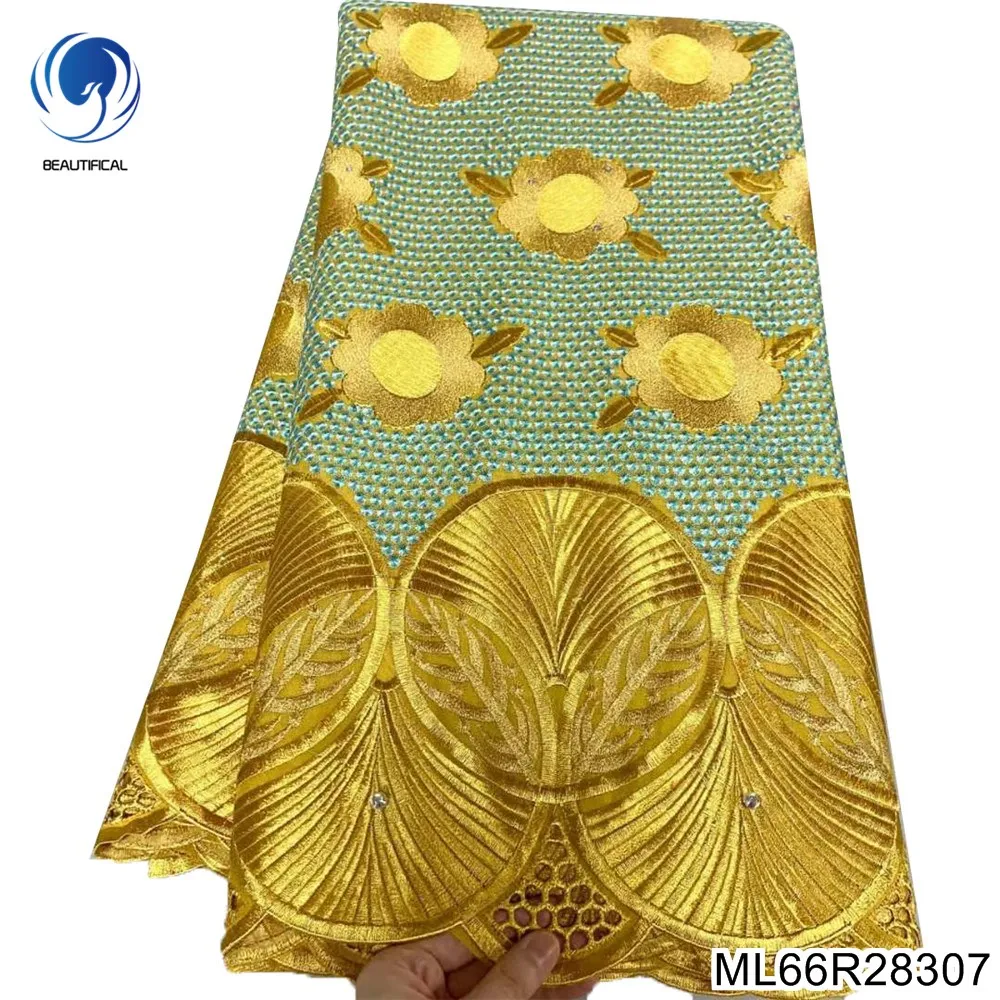 

Новейшие африканские кружевные ткани 2022 Высококачественная швейцарская вуаль кружева швейцарская хлопковая Кружевная Ткань 5 ярдов для свадебного платья ML66R283