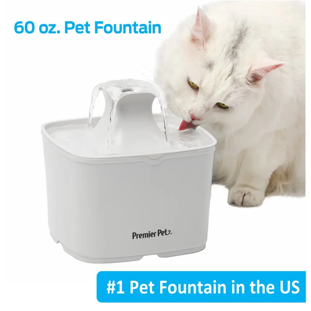 

60 oz. Pet Fountain- Automatic water fountain for cats & small dogs, fresh, filtered water, promotes hydration, adjustable water
