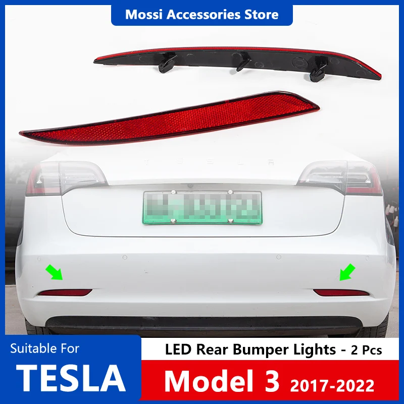 

2 шт., Автомобильные светодиодные ламсветильник для заднего бампера Tesla Model 3 2022-2017 2021