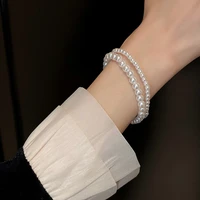 dazzling white imitation pearl beaded bracelet for women retro simple fashion bracelet temperament net red accessories jewelry