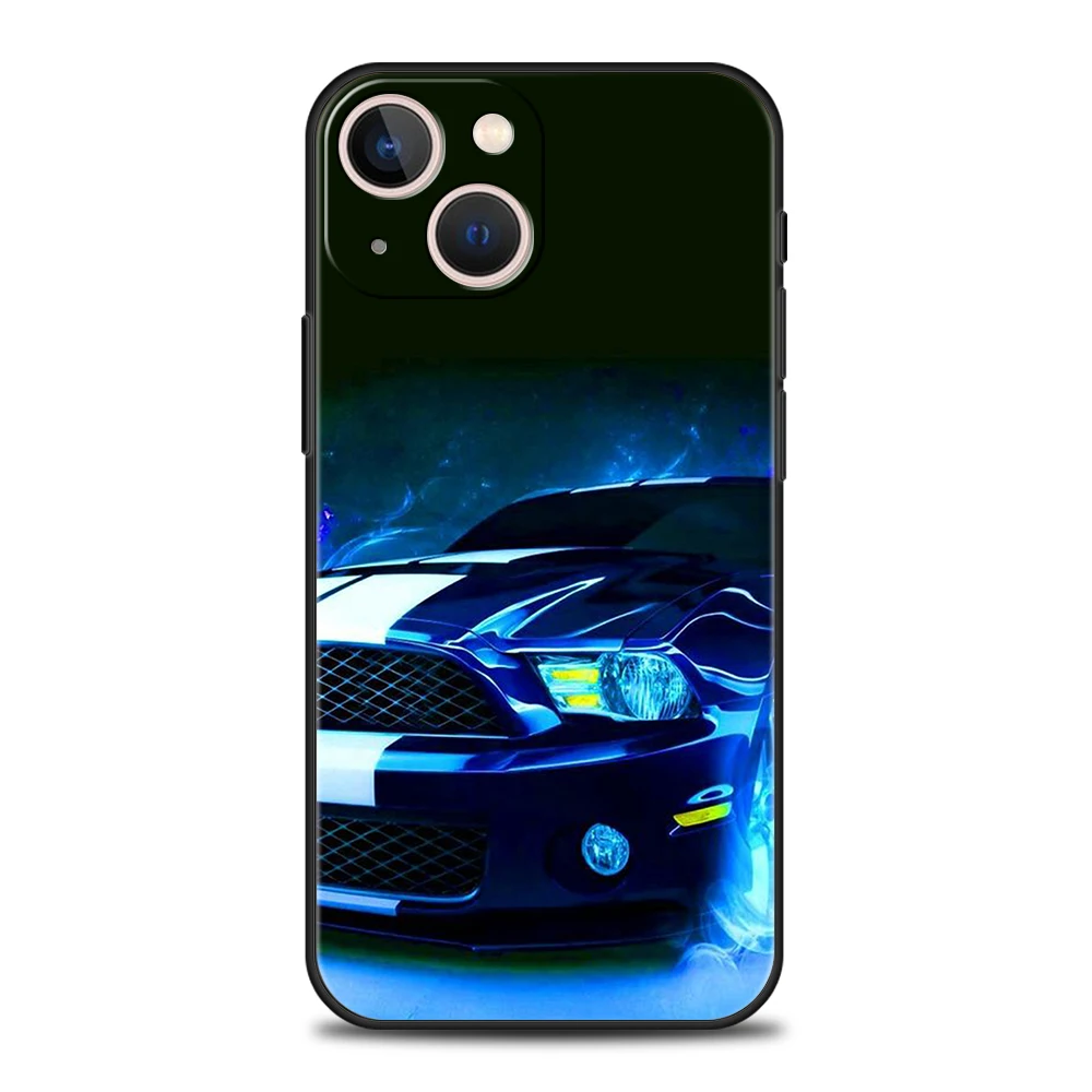 Blue White Black CAR Luxury Phone Case Cover For iPhone 14 13 12 11 Pro Max 8 7 Plus X XR XS Max SE 2020 Shockproof Soft Shell