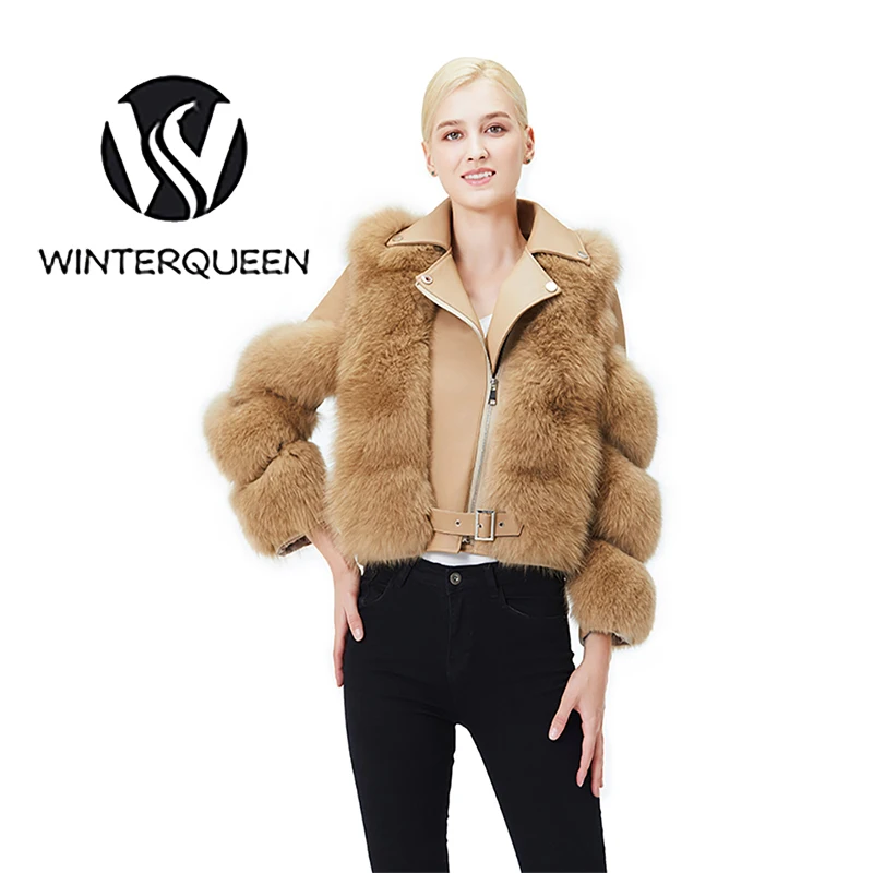 Winter Natural Fox Fur Coat Ladies Fashion Luxury Thermal Fur Jacket Outdoor Thermal Fur Motorcycle Clothing