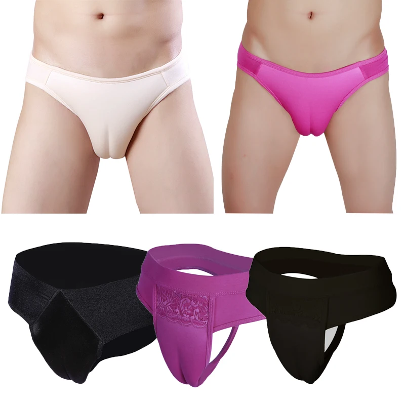 

Sexy Mens Briefs Thongs Hiding Gaff Fake Vaginal Padded Shapers Underwear Crossdressing Transgender Gay Underpants Cuecas 2XL
