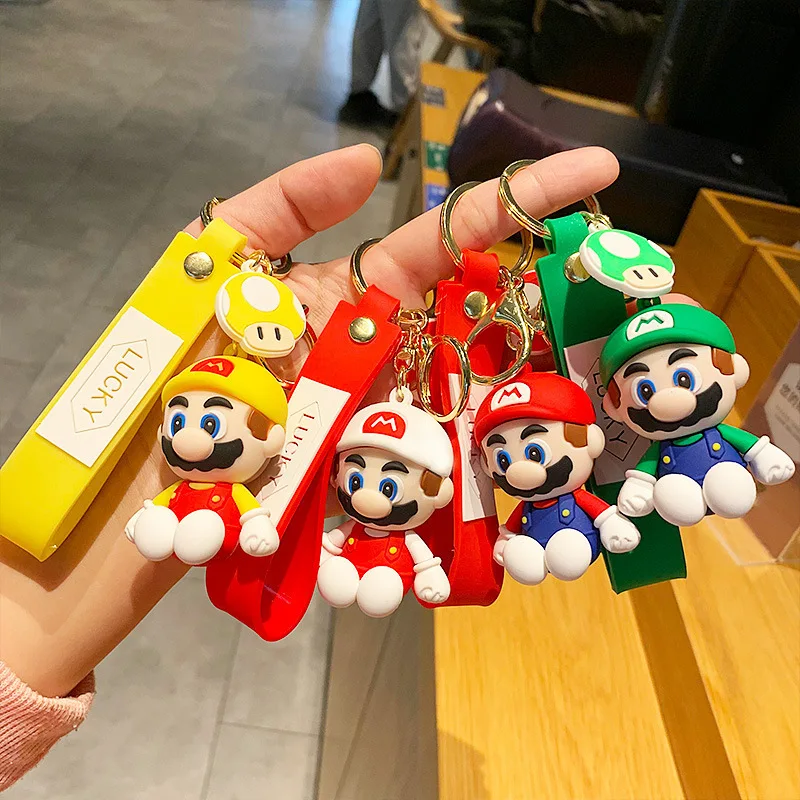 

Super Mario Bros Keychains Cartoon Car Key Bags Handbag Pendant for Women Anime Keyring Backpack Decoration Children Toy Gift