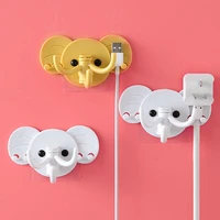cute elephant three branch rotatable seamless adhesive strong bearing stick hanger on door wall bathroom kitchen supplies hook