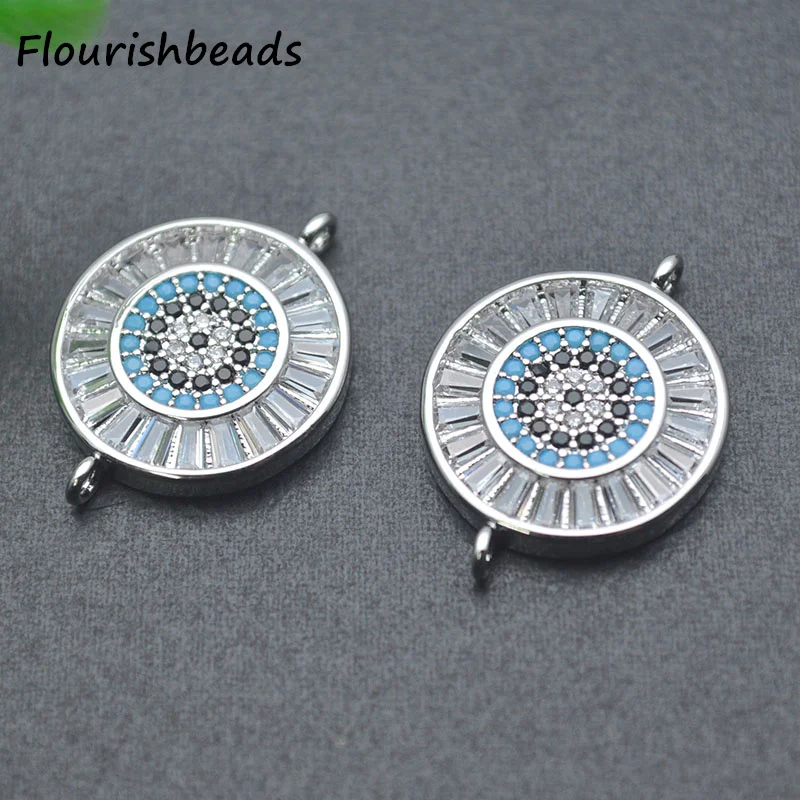 

Delicate Style Nickel Free Anti Fading Silver Plated CZ Pave Round Turquoise Metal Charm Pendants for Diy Jewelry Making 10pcs