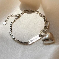 silver color heart pendant anklet bangle bracelet for women adjustable charm couple friendship fashion jewelry birthday gifts