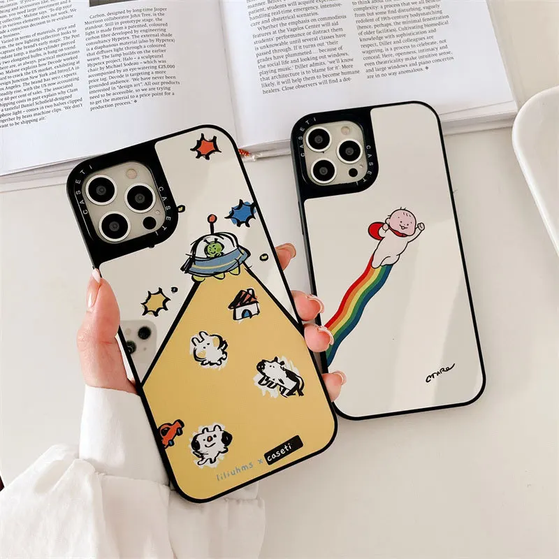 

Cartoon Alien Mirror Surface Phone Case Cover for IPhone 11 12 13 14 Pro Max Case for IPhone 14 Pro Max