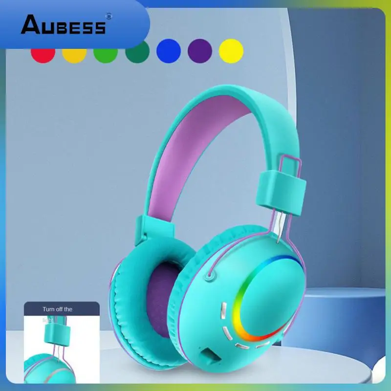 

Stable And Continuous Listening Line Microphone Earphones Seven Color Gradient Lighting Effects Wireless Sports Game Headphones