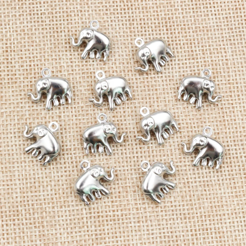 

30pc/lot 15x14mm Elephant Charms 316 Stainless Steel Elephant Cute for necklace pendant charms diy jewelry making