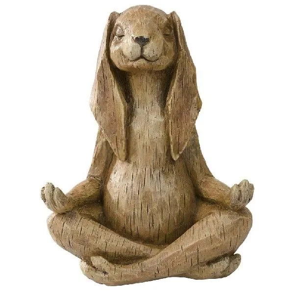 

Meditating Zen Animal Sculpture Buddhism Yoga Gesture Rabbit Statue Bonsai Fountain Ornament Casual Parlor Garden new