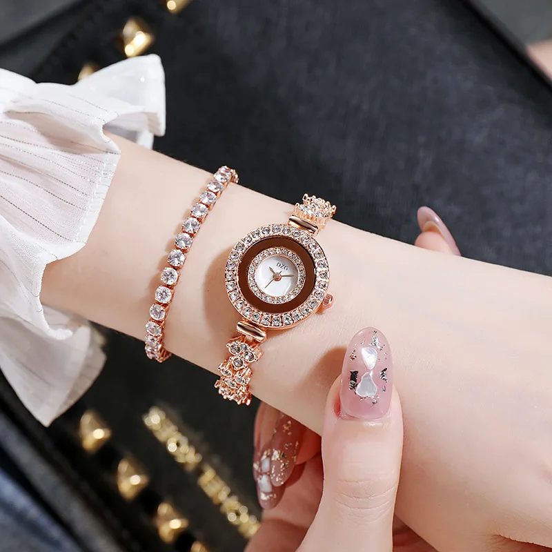

Diamond small dial spiral crown quartz watch casual simple temperament watch