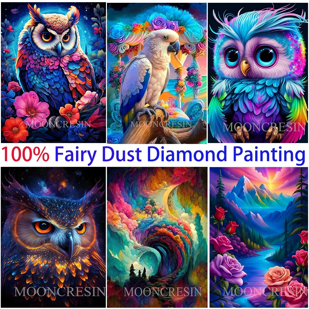 Цвет Сова Животные 100% Фея Пыль Квадрат Полный Diy Алмазная Картина Вышивка Крестом