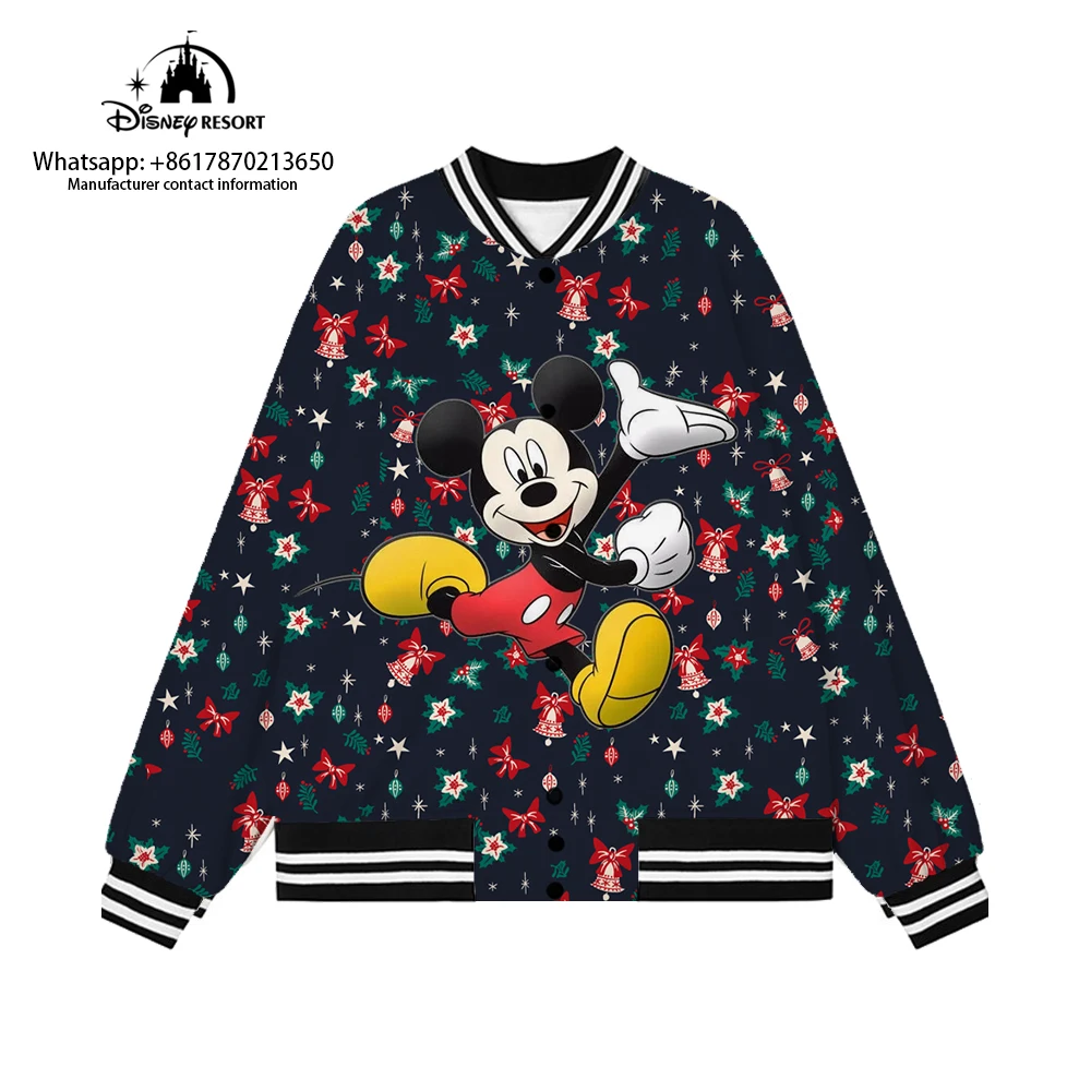 

New Disney Mickey Minnie Men Women Hip Hop Harajuku Jacket Streetwear Kids Boys Girls Loose Preppy Baseball Uniform Y2K