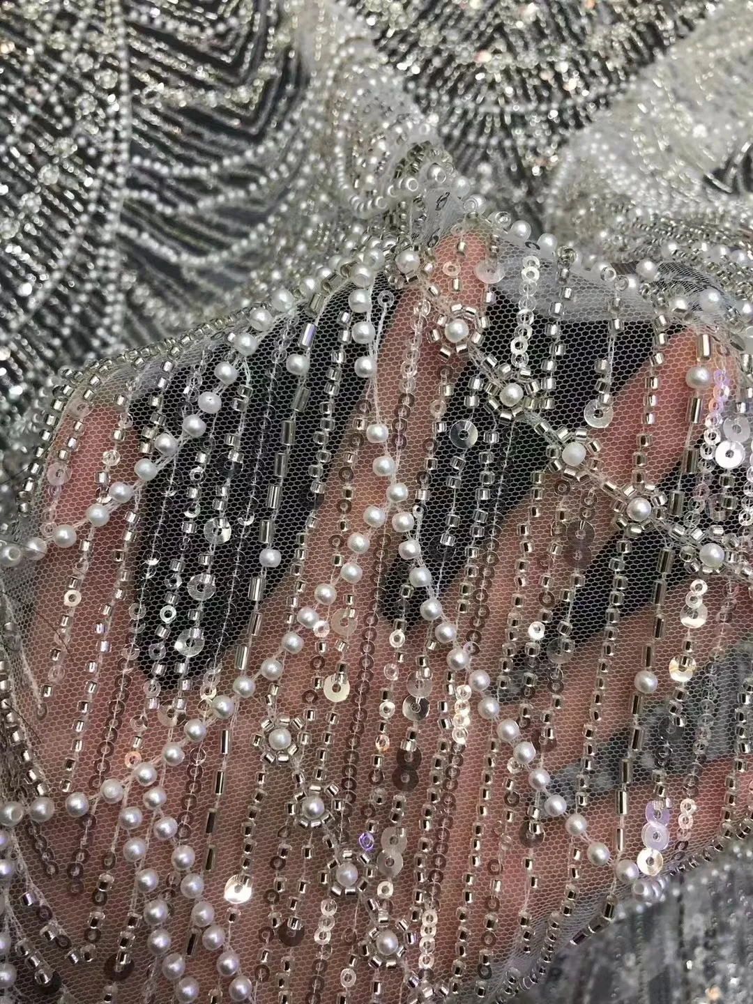 Новое поступление стандартное Сетчатое кружево с блестками французское