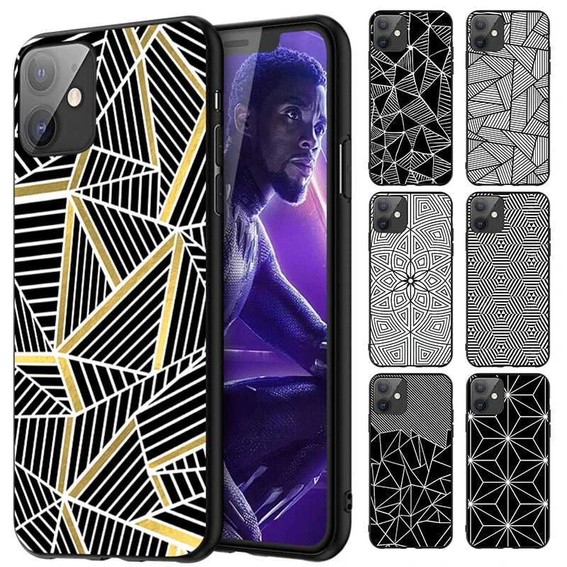 

Мягкий чехол для телефона из ТПУ для iPhone 12 13 14 Pro Max MINI Plus, симпатичный защитный чехол с геометрическими сетчатыми полосками