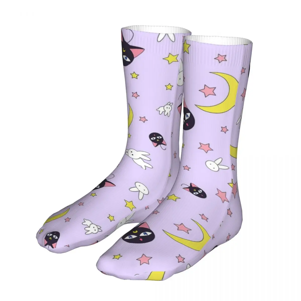 

Female Bike Cute Cats Purple Moon Socks Cotton Compression Woman Sock