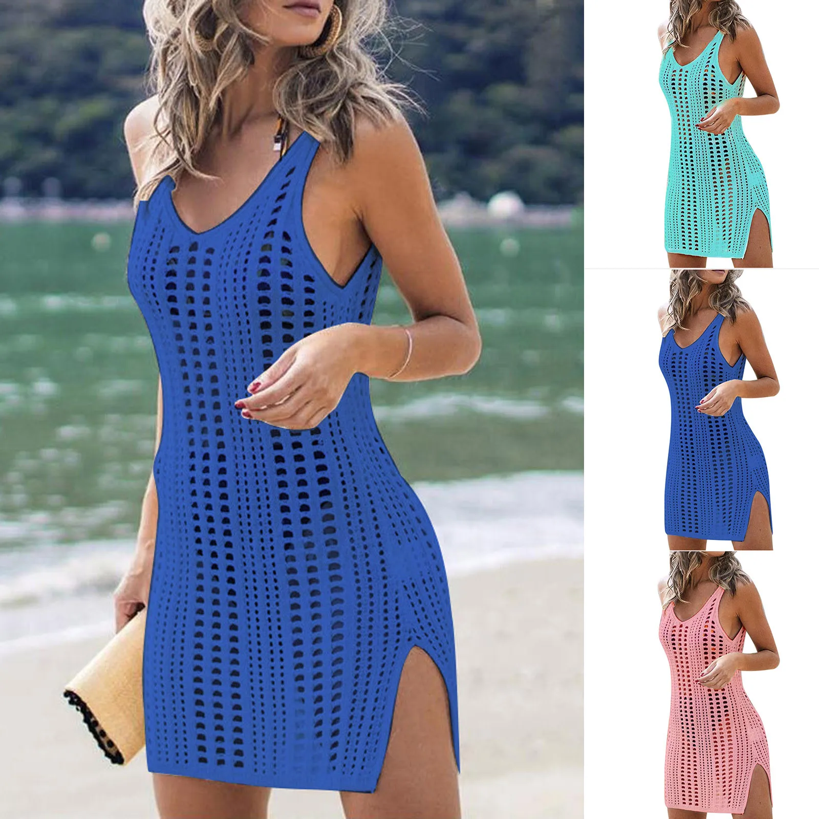 

Женская однотонная накидка на купальник с V-образным вырезом, свободное пляжное бикини, купальный костюм, Солнцезащитная рубашка, накидка, б...