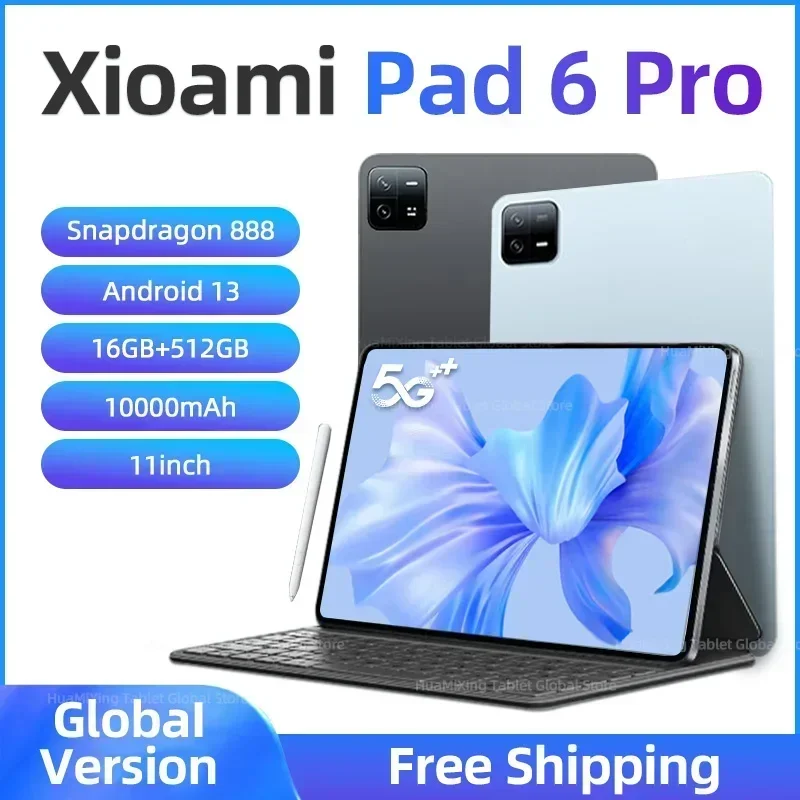 

2023 Original Global Version Pad 6 Pro Tablet PC Snapdragon 888 10000mAh Android 13 RAM 16GB ROM 512GB 5G HD 4K Screen WIFI Mi