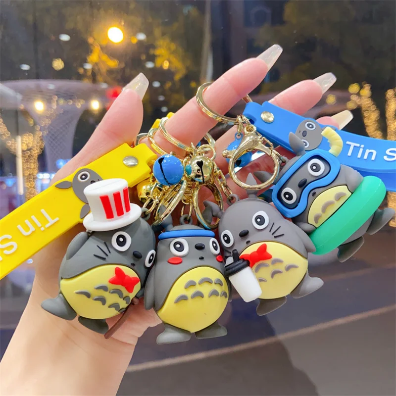 

Anime Totoro Keychain Cute Cartoon My Neighbor Totoro Figure Doll Keyring Bag Pendent Car Key Chain Accessories Gift for Friends