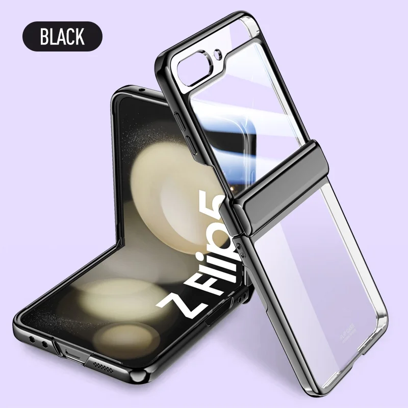 

Transparent Phone Case For Samsung Galaxy Z Flip 5 Shell Electroplated Case For Samsung Z Flip5 Ultra thin Clear Cover