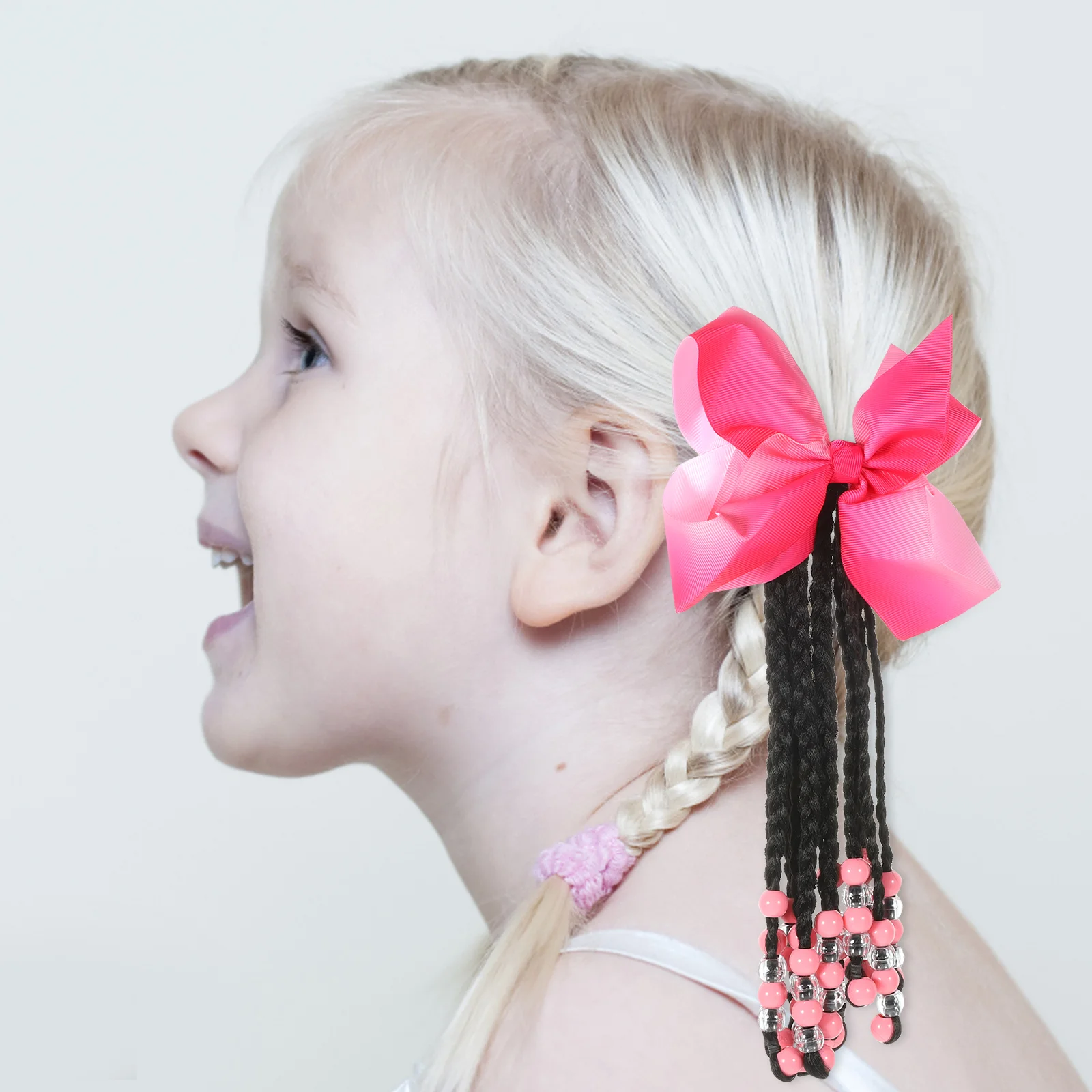 

Bow Braid Beaded Hair Extension Synthetic Braided Ponytail Bowknot Extensions Decoration