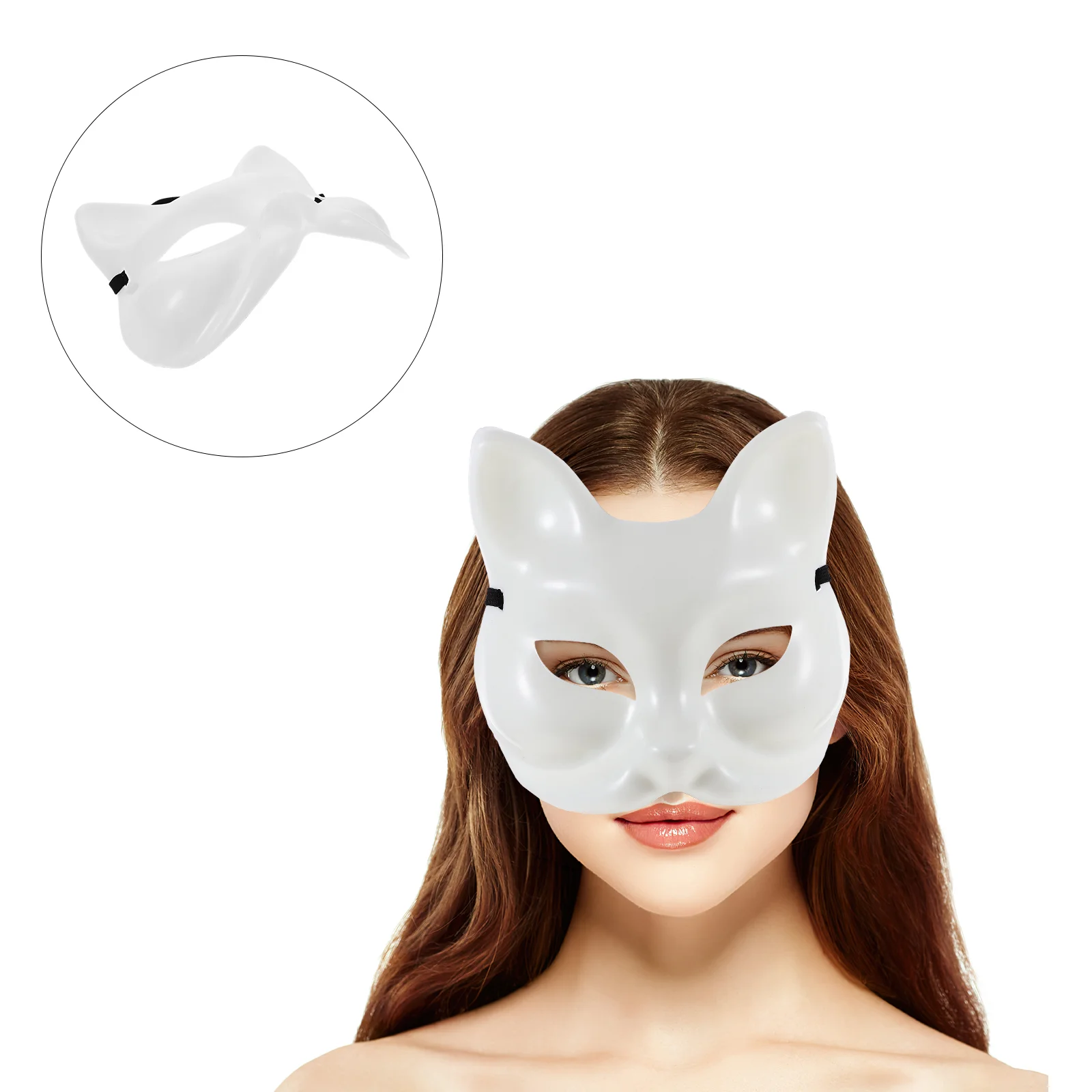 

4 Pcs Blank Mask Cosplay DIY Masks Hand Painted White Masquerade For Women Halloween Fox Party Plastic Mardi Gras Miss Costume