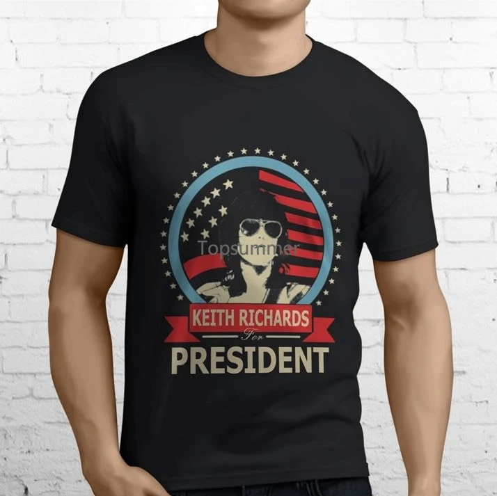 

New Popular Keith Richards For President Music Men'S Black T Shirt Size S 3Xl Summer Short Sleeves T Shirt Fashion