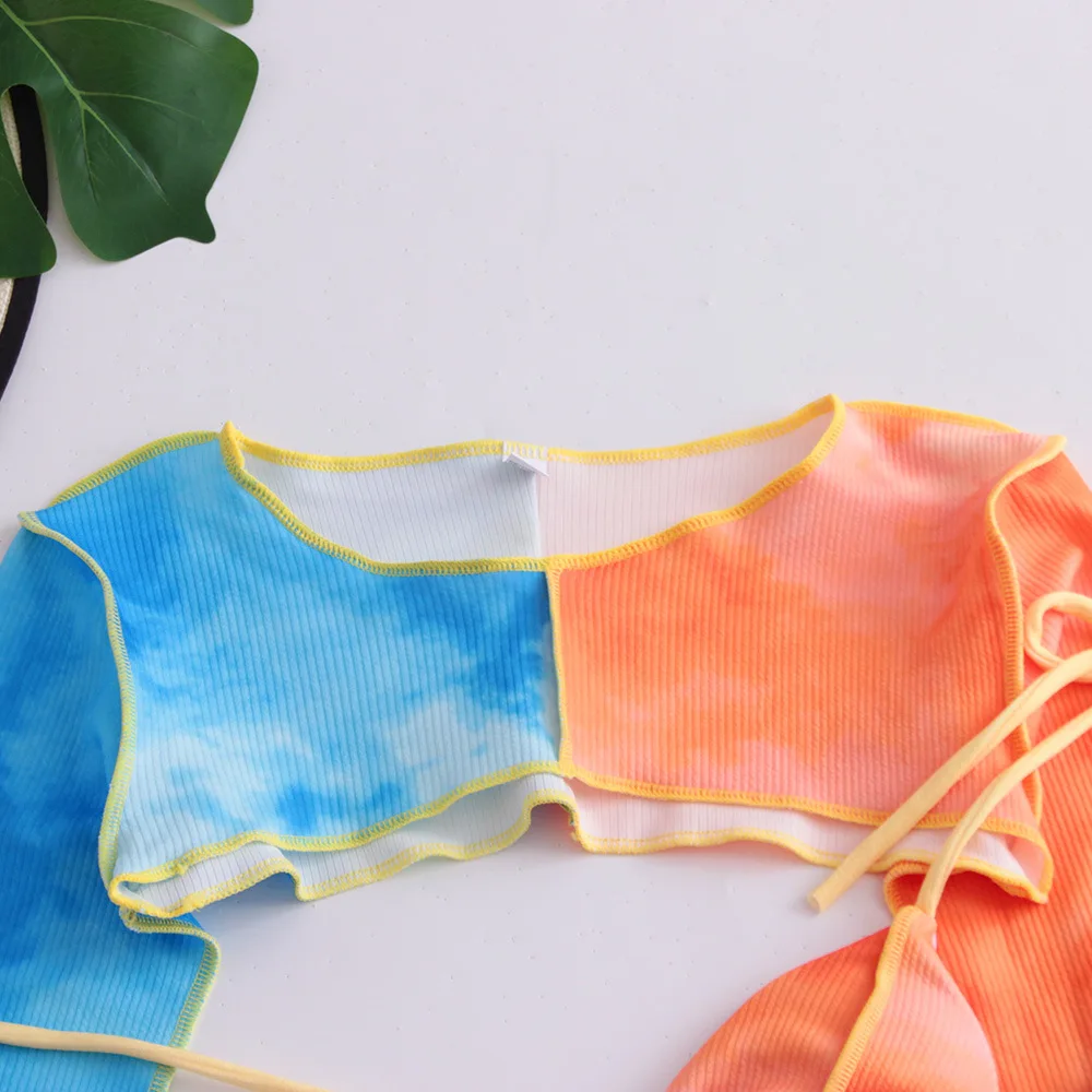 Топ с длинным рукавом накидка стринги бикини 2024 Женский сексуальный купальник 3