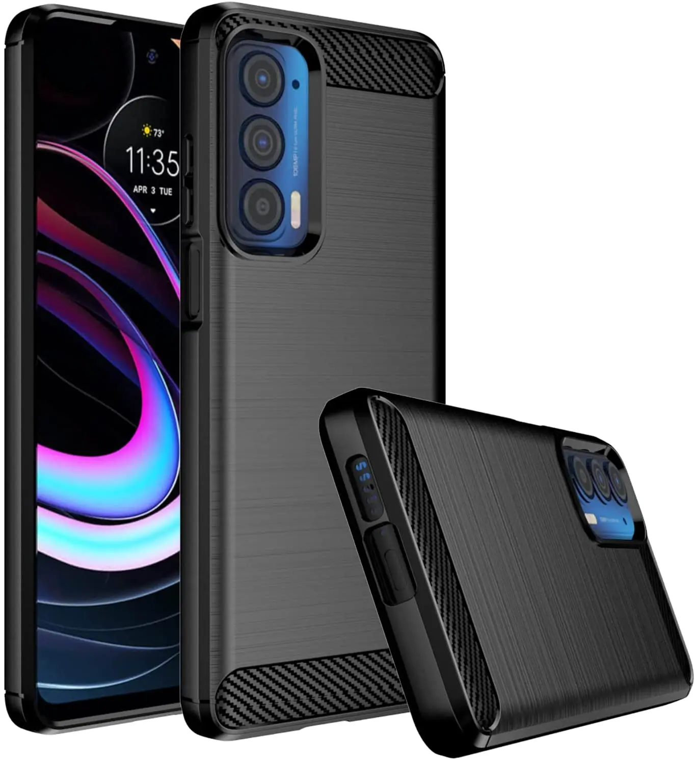 

Case for Moto Edge 20 Pro Lite 5G UW G60 G40 G50 G100 E7 Power Soft Silicon Brushed with Texture Carbon Fiber Design Phone Cover