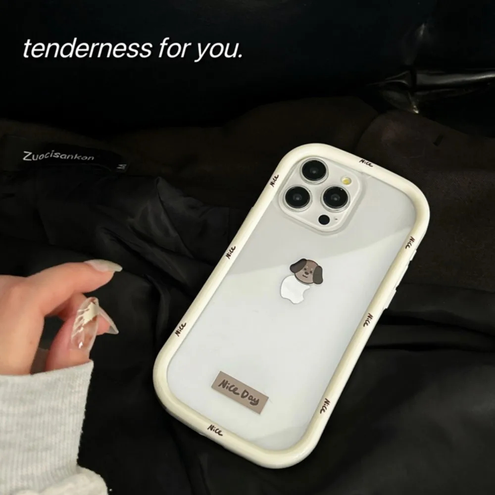 3D Cartoon Fashion Puppy Nice Day Phone Case For iphone 13 14 15 16 Pro Max Anti Fall Soft Back Cover
