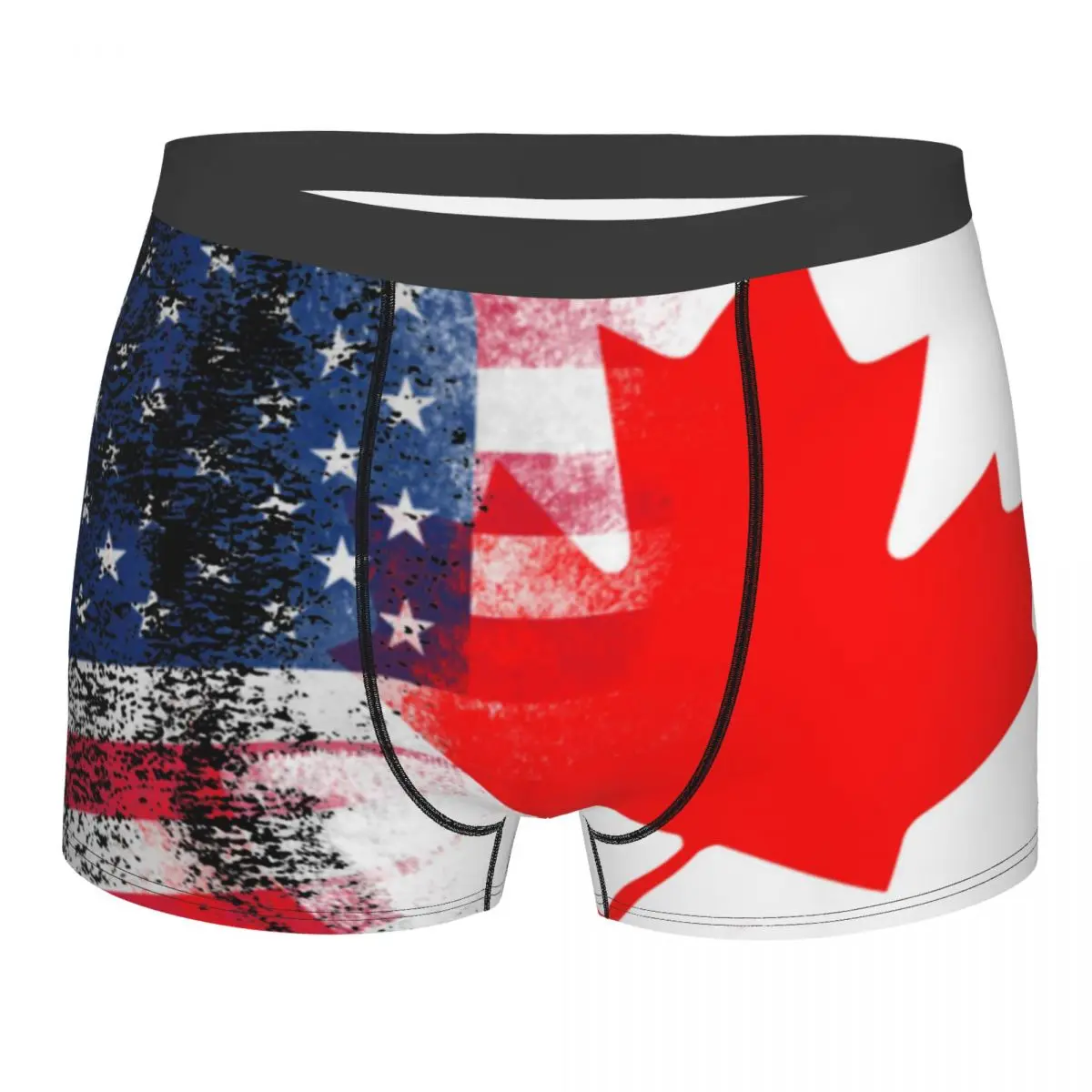 

Canadian American Half Canada Half America Flag Men Underwear Boxer Shorts Panties Hot Soft Underpants for Homme Plus Size