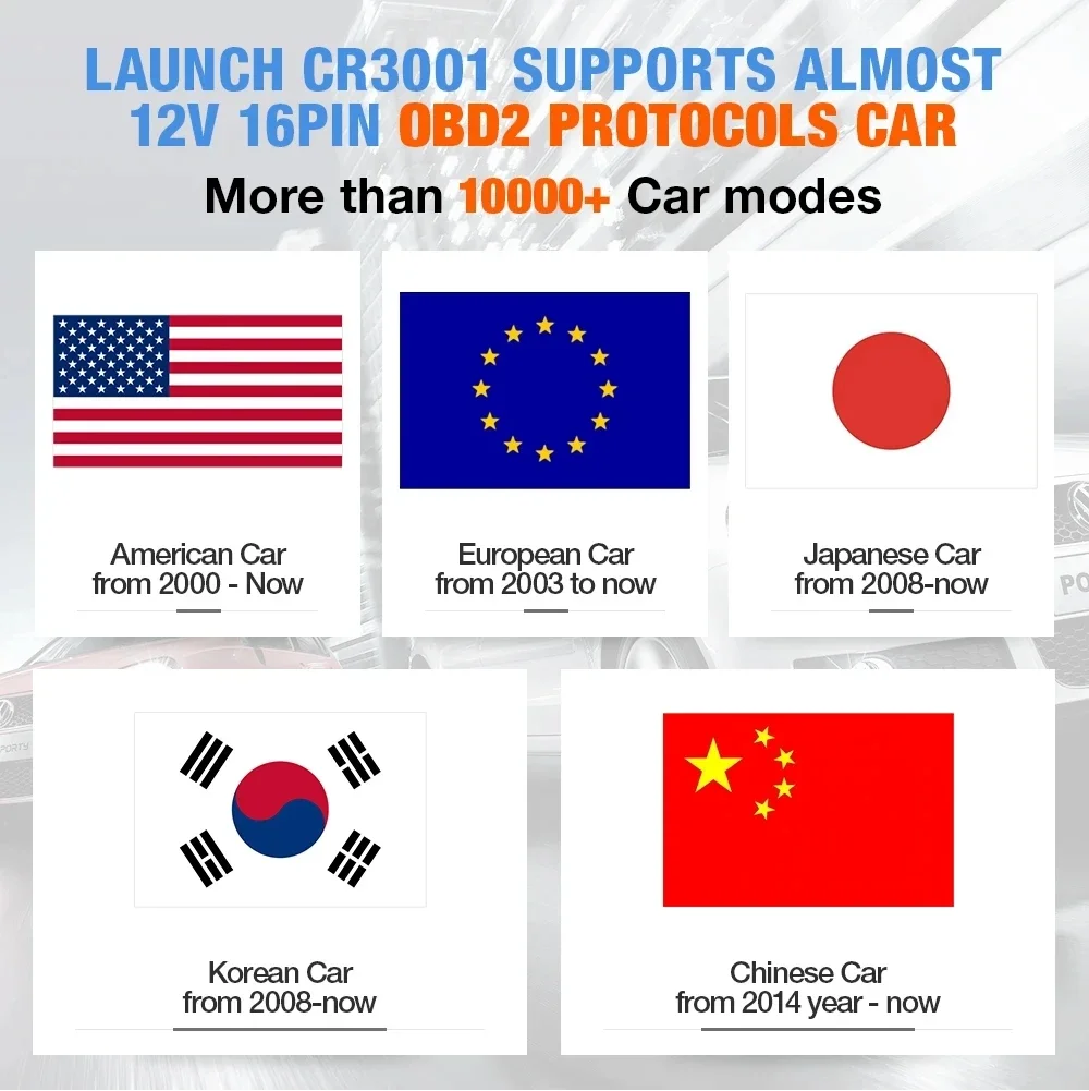 LAUNCH X431 CR3001 Полный OBD2 Автомобильный считыватель Сканер Поддержка полной функции