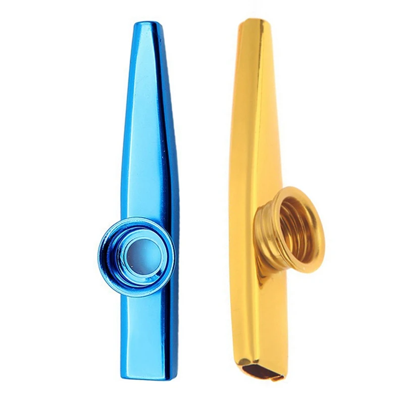 

HOT Kazoo Aluminum Alloy Metal With 5 Pcs Gifts Flute Diaphragm For Children Music-Lovers, Gold & Blue(2Set)