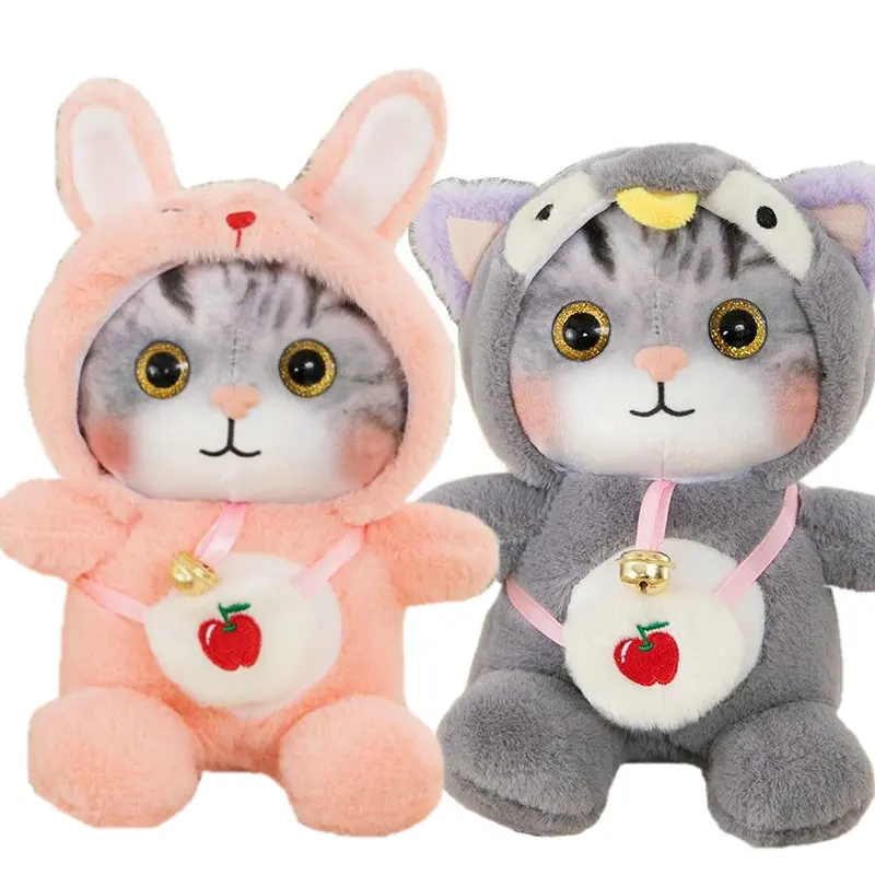 

Creative 3D Printed Cat Plushie Doll Kawaii Stuffed Animals Cosplay Dressing Cats Bell Xmas Birthday Gift for Kids