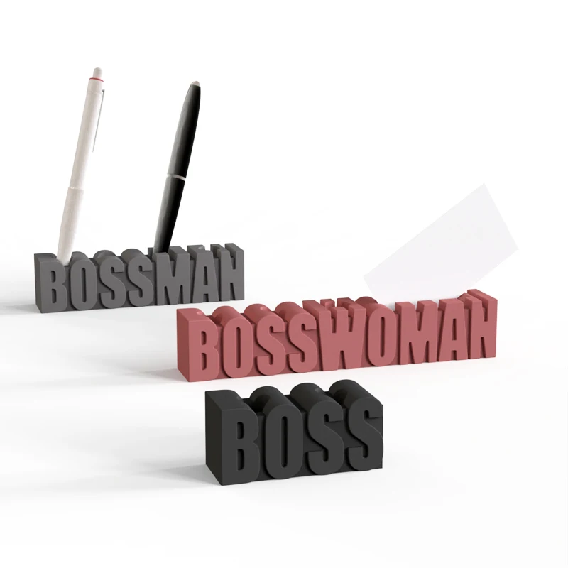 

Concrete Pen insert name card clip Silicone mold Creative Letter office pen Holder Mold Boss Cement pen holder Silicone mold