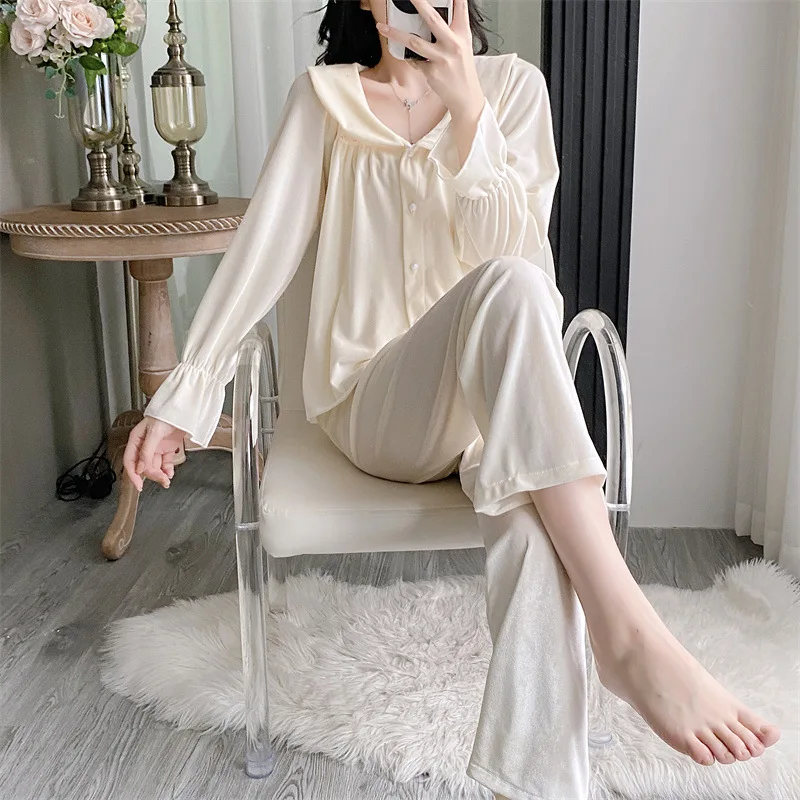 Женский теплый велюровый комплект брюк из 3 предметов теплая бархатная ночная