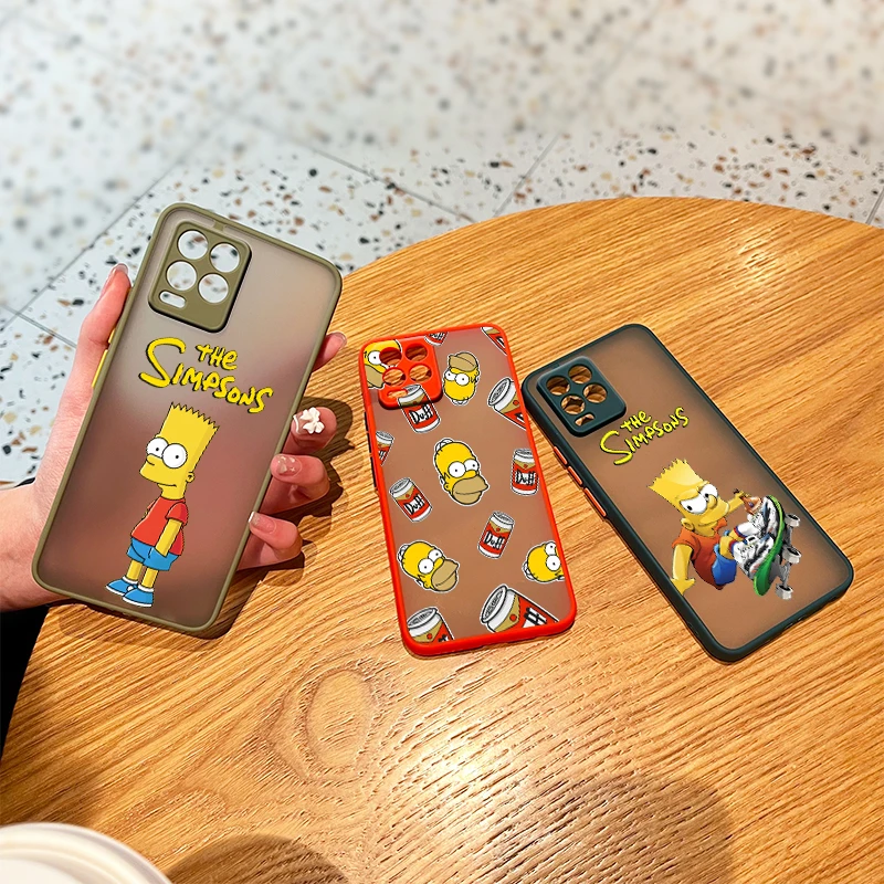 

Cute Cartoon The Simpsons For OPPO Reno7 6 Z 5 Find X2 Pro Plus A94 A74 A72 A53 A54 A93 A9 2020 Frosted Translucent Phone Case