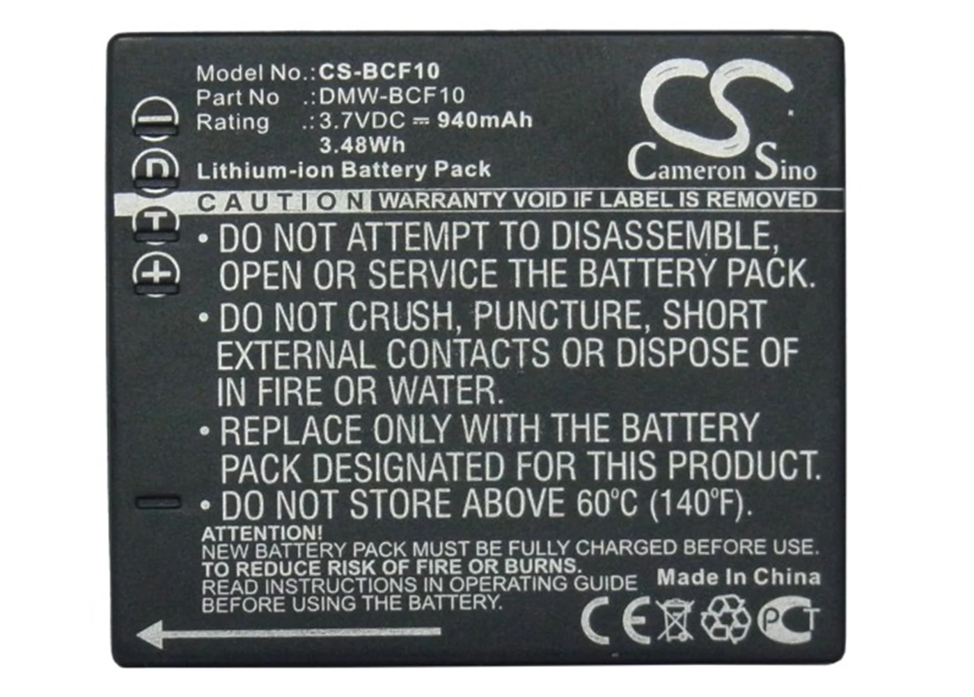 

Cameron Sino 940mA Battery for Panasonic Lumix DMC-TS1,Lumix DMC-TS10A,Lumix DMC-TS10K,Lumix DMC-TS10R,Lumix DMC-TS10S